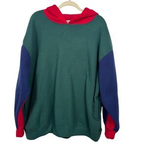 90s Affinity Colorblock Fleece Hoodie Pullover Men L Green Athleisure Streetwear